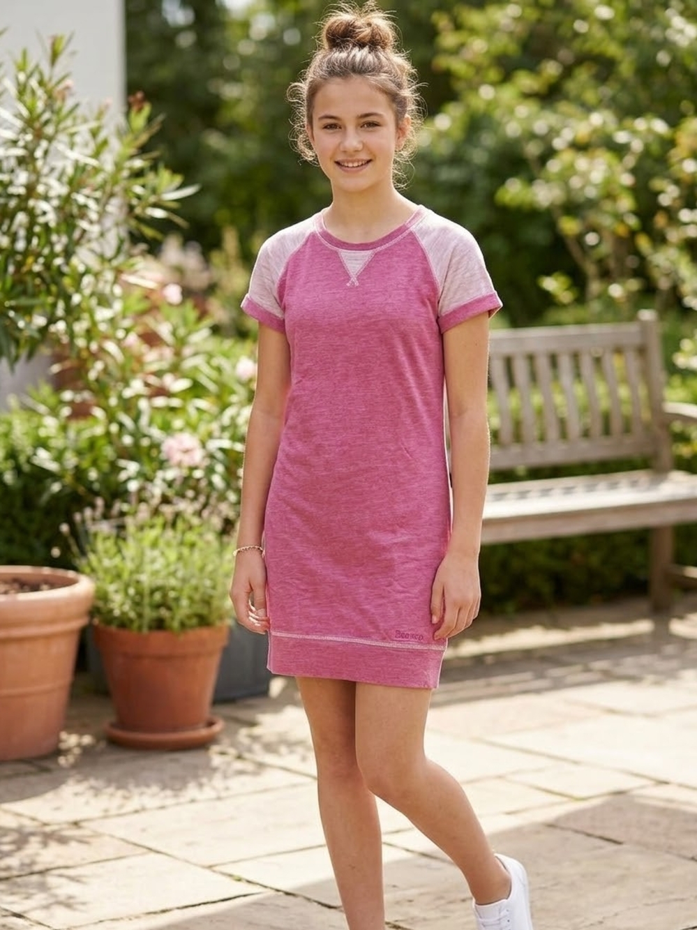 Bench - Girls' Pink Raglan Sleeve Casual Dress
